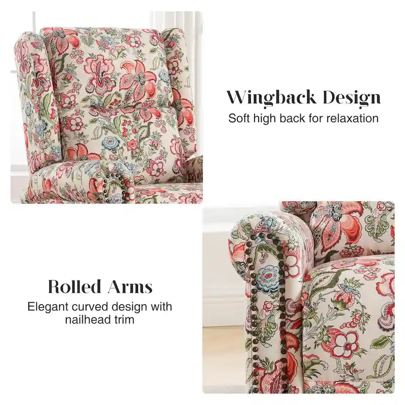 Fauteuil inclinable manuel pivotant HOMYKA à motif floral, avec dossier rembourré