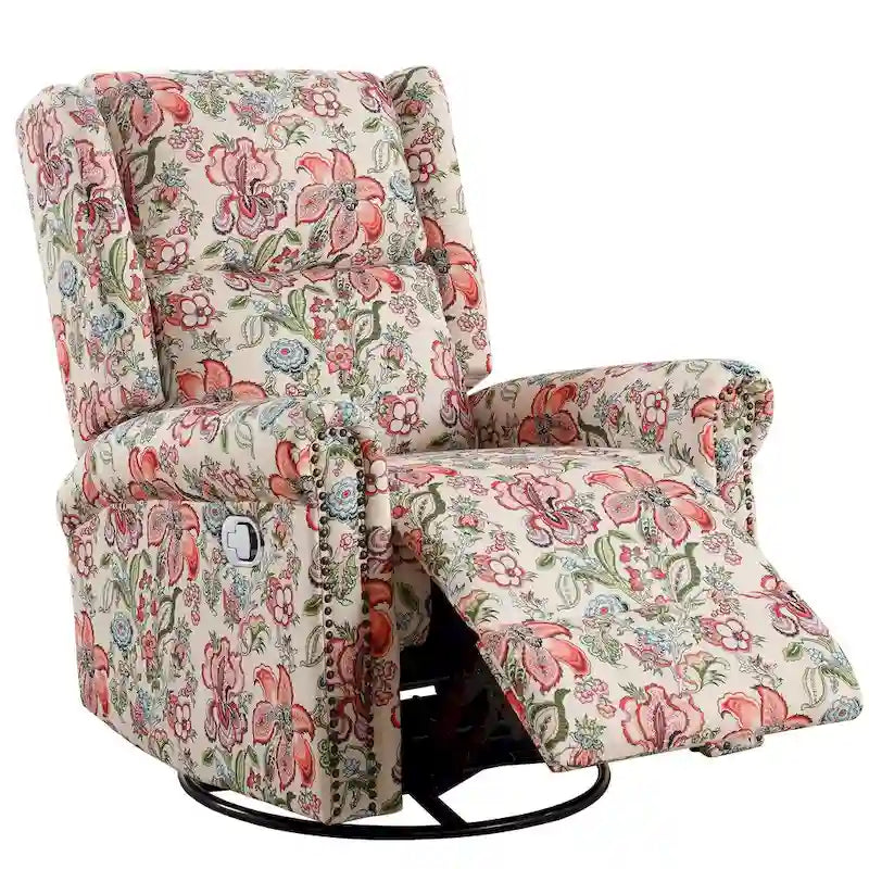 Fauteuil inclinable manuel pivotant HOMYKA à motif floral, avec dossier rembourré