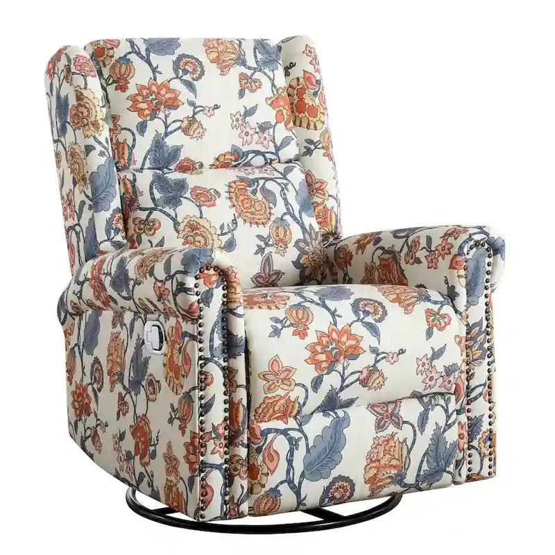 Fauteuil inclinable manuel pivotant HOMYKA à motif floral, avec dossier rembourré
