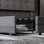 Cadre de lit Queen avec tiroirs de rangement, tête de lit réglable et éclairage LED