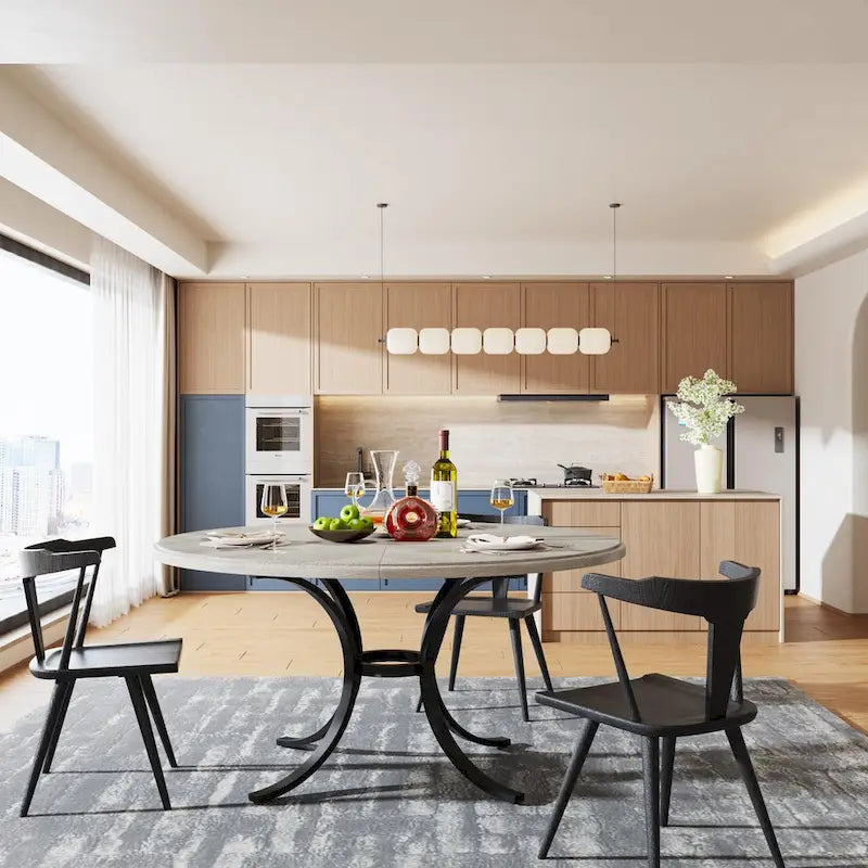 Table de salle à manger ronde pour 4 à 6 personnes, table de cuisine en bois pour salle à manger