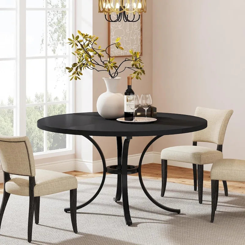 Table de salle à manger ronde pour 4 à 6 personnes, table de cuisine en bois pour salle à manger