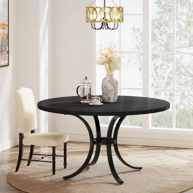 Table de salle à manger ronde pour 4 à 6 personnes, table de cuisine en bois pour salle à manger