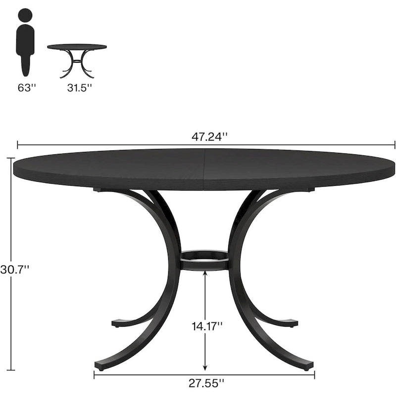 Table de salle à manger ronde pour 4 à 6 personnes, table de cuisine en bois pour salle à manger