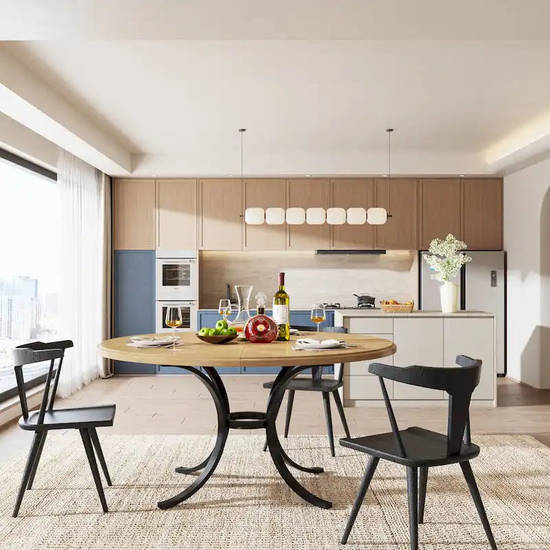 Table de salle à manger ronde pour 4 à 6 personnes, table de cuisine en bois pour salle à manger