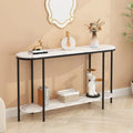 Console à 2 niveaux, table d'entrée étroite avec étagères de rangement