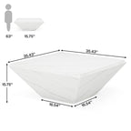 Table basse carrée de 90 cm (35,43 pouces) pour salon, table centrale moderne blanche avec plateau en imitation marbre