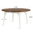 Table de salle à manger ronde pour 4 à 6 personnes, table de cuisine de style campagnard de 119 cm (47 pouces).
