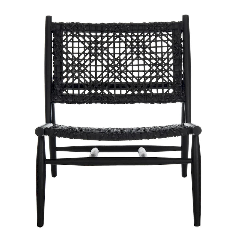 Fauteuil d'appoint carré SAFAVIEH Queenie Bandelier en cuir tressé ajouré - 66 cm L x 81 cm P x 79 cm H
