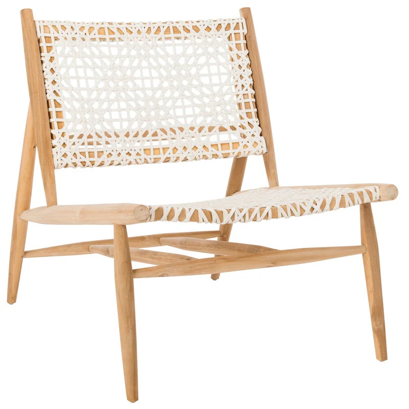 Fauteuil d'appoint carré SAFAVIEH Queenie Bandelier en cuir tressé ajouré - 66 cm L x 81 cm P x 79 cm H