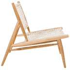 Fauteuil d'appoint carré SAFAVIEH Queenie Bandelier en cuir tressé ajouré - 66 cm L x 81 cm P x 79 cm H