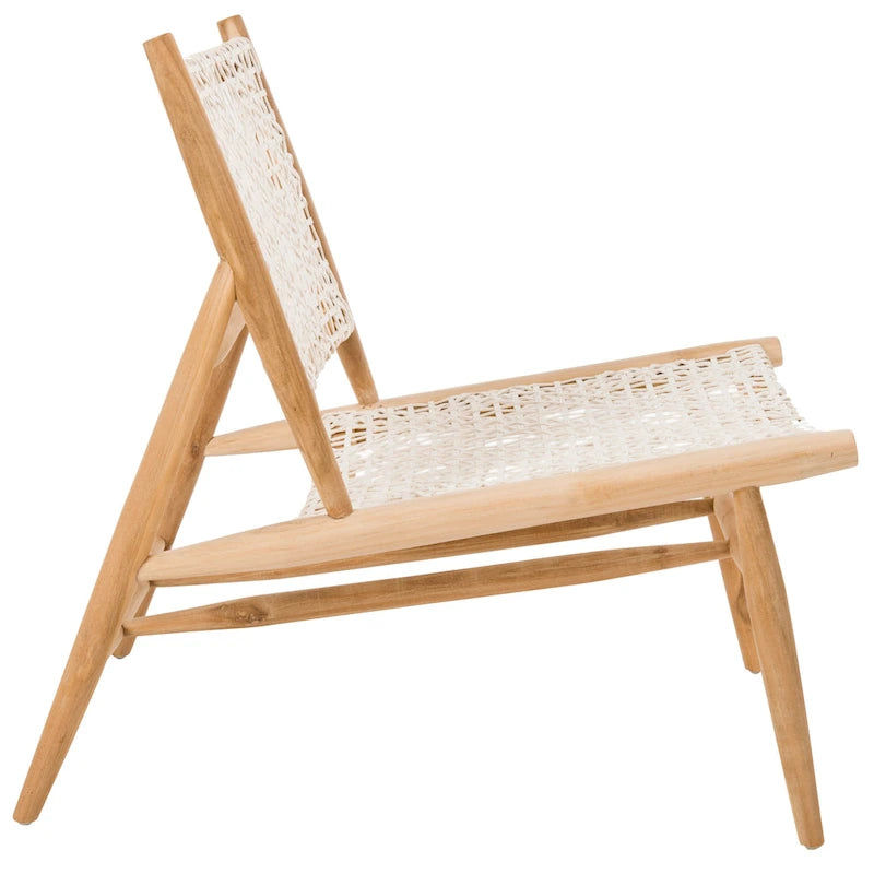 Fauteuil d'appoint carré SAFAVIEH Queenie Bandelier en cuir tressé ajouré - 66 cm L x 81 cm P x 79 cm H