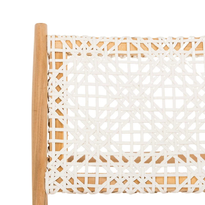 Fauteuil d'appoint carré SAFAVIEH Queenie Bandelier en cuir tressé ajouré - 66 cm L x 81 cm P x 79 cm H