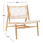 Fauteuil d'appoint carré SAFAVIEH Queenie Bandelier en cuir tressé ajouré - 66 cm L x 81 cm P x 79 cm H