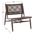 Fauteuil d'appoint carré SAFAVIEH Queenie Bandelier en cuir tressé ajouré - 66 cm L x 81 cm P x 79 cm H