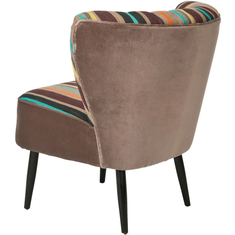 Fauteuil d'appoint SAFAVIEH Lauryne style Mid-Century à rayures arc-en-ciel - 62 x 72 x 76 cm (24 x 28 x 29,9 pouces) - 61 x 71 x 76 cm (24 x 28 x 30 pouces)