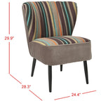 Fauteuil d'appoint SAFAVIEH Lauryne style Mid-Century à rayures arc-en-ciel - 62 x 72 x 76 cm (24 x 28 x 29,9 pouces) - 61 x 71 x 76 cm (24 x 28 x 30 pouces)