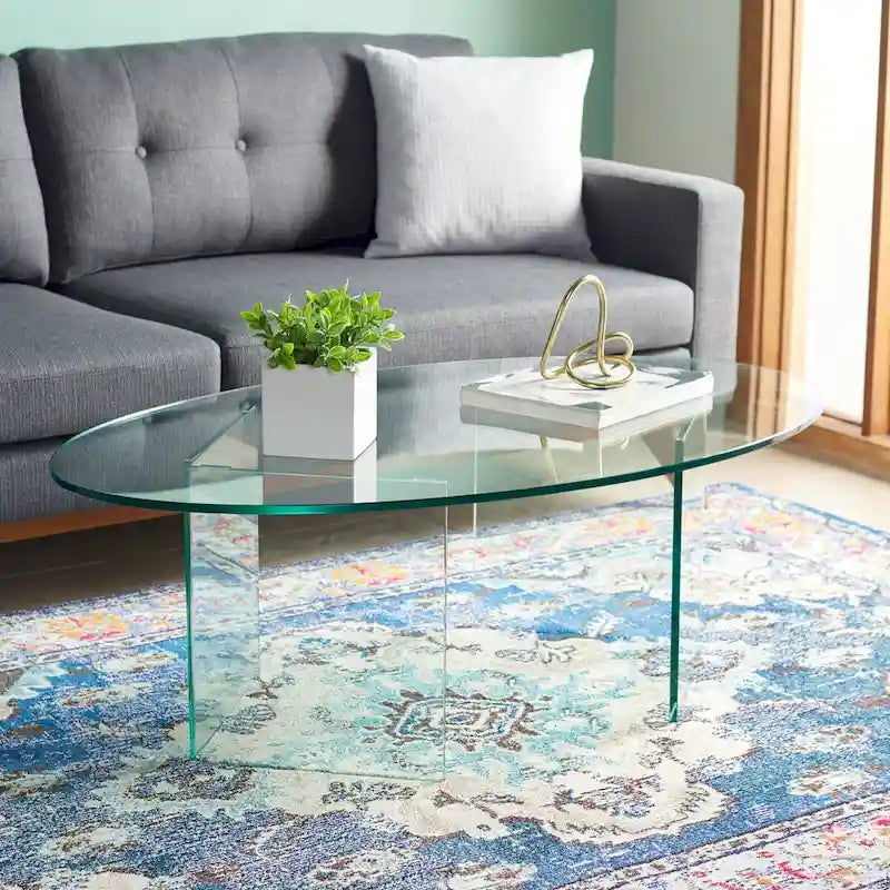 SAFAVIEH Beda Tempered Glass Coffee Table - 47 W x 28 D x 16 H - 47Wx28Dx16H