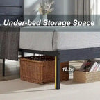 Cadre de lit plateforme Javlergo avec tête de lit en bois, sommier à lattes métalliques robustes, sans sommier tapissier, noir