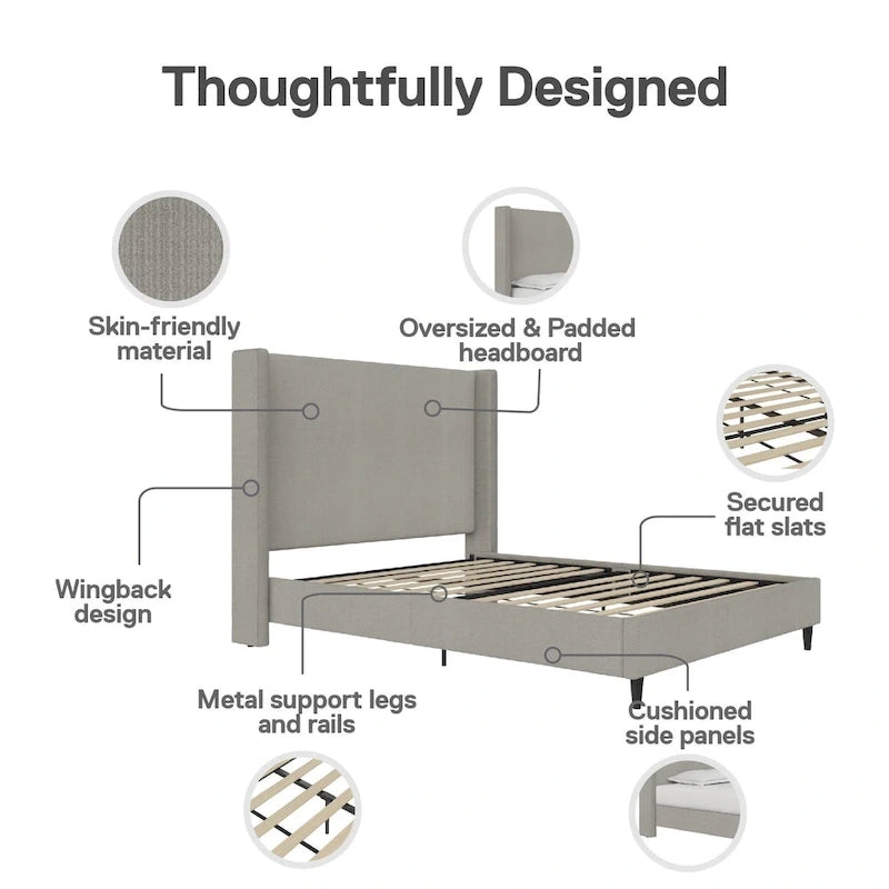 Lit plateforme rembourré Avenue Greene Esma
