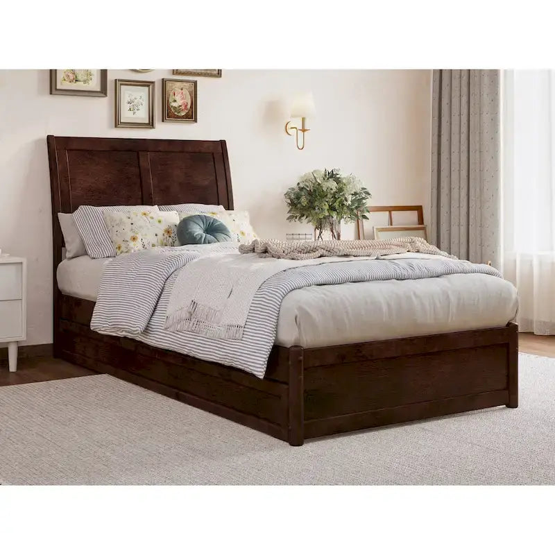 Andorra Platform Bed with Panel Footboard and Twin XL Trundle