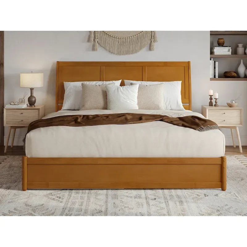 Lit plateforme Andorre avec pied de lit à panneaux et lit gigogne Twin XL