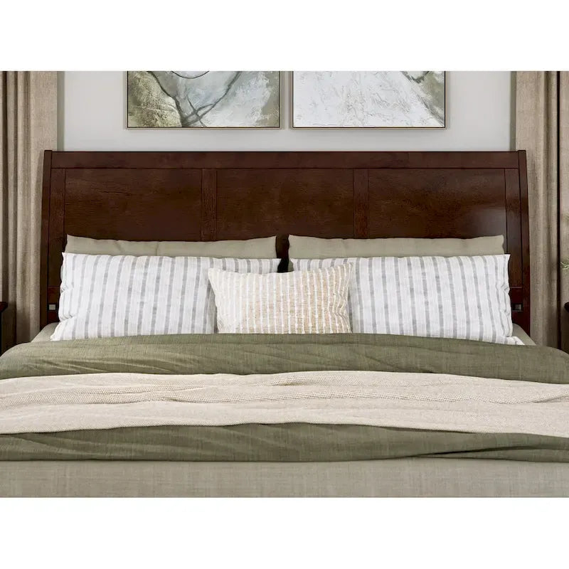 Lit plateforme Andorre avec pied de lit à panneaux et lit gigogne Twin XL