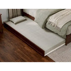 Lit plateforme Andorre avec pied de lit à panneaux et lit gigogne Twin XL