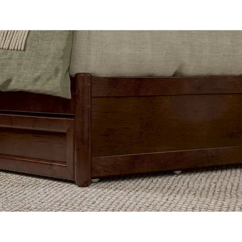 Lit plateforme Andorre avec pied de lit à panneaux et lit gigogne Twin XL