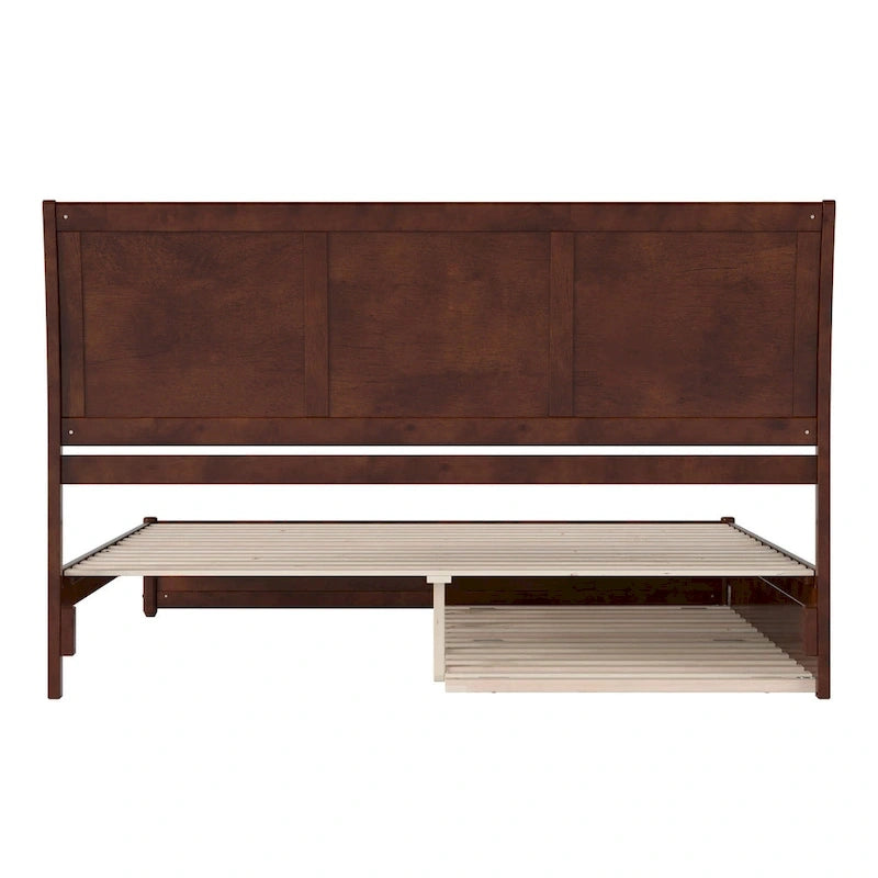 Lit plateforme Andorre avec pied de lit à panneaux et lit gigogne Twin XL