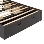 Lit plateforme avec tête de lit de rangement, étagère à chaussures et 4 tiroirs