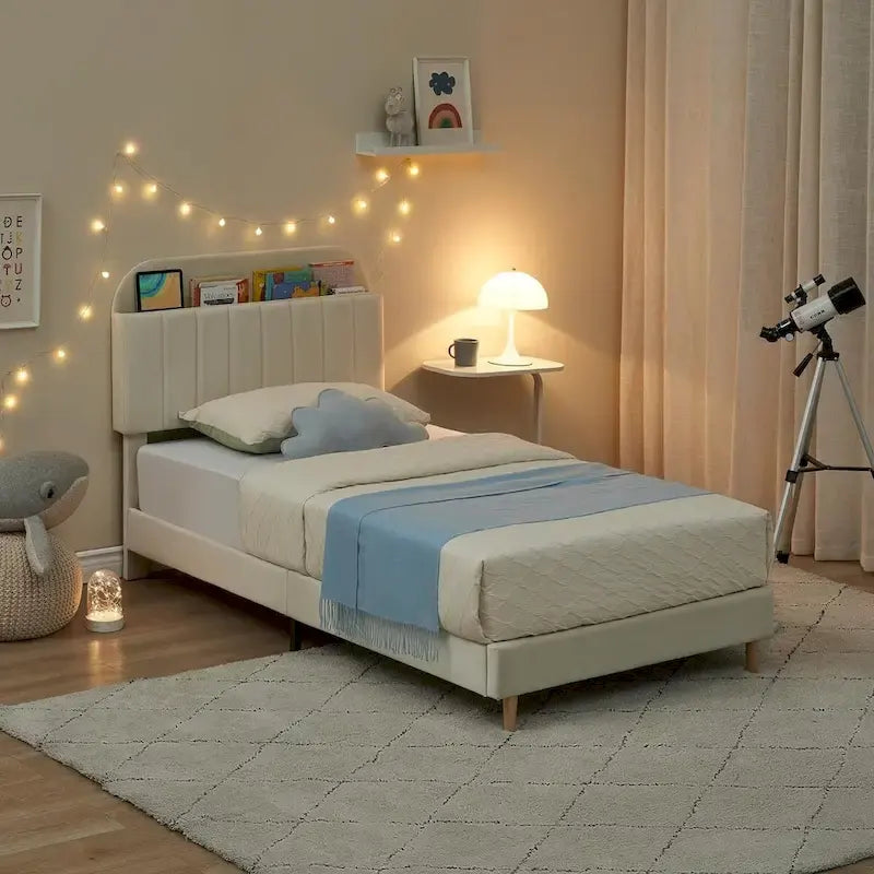 Cadres de lit jumeaux avec sommier à lattes en velours