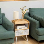 Table de chevet en bois avec pieds en métal, ensemble de 2