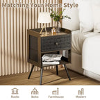 Table de chevet en bois avec pieds en métal, ensemble de 2