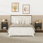 Table de chevet en bois avec pieds en métal, ensemble de 2