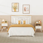 Table de chevet en bois avec pieds en métal, ensemble de 2