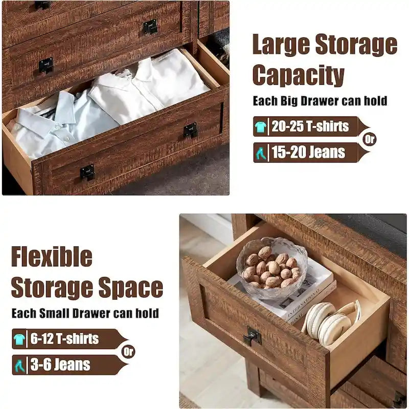 Meuble TV style ferme à 7 tiroirs, commode, organisateur de commode