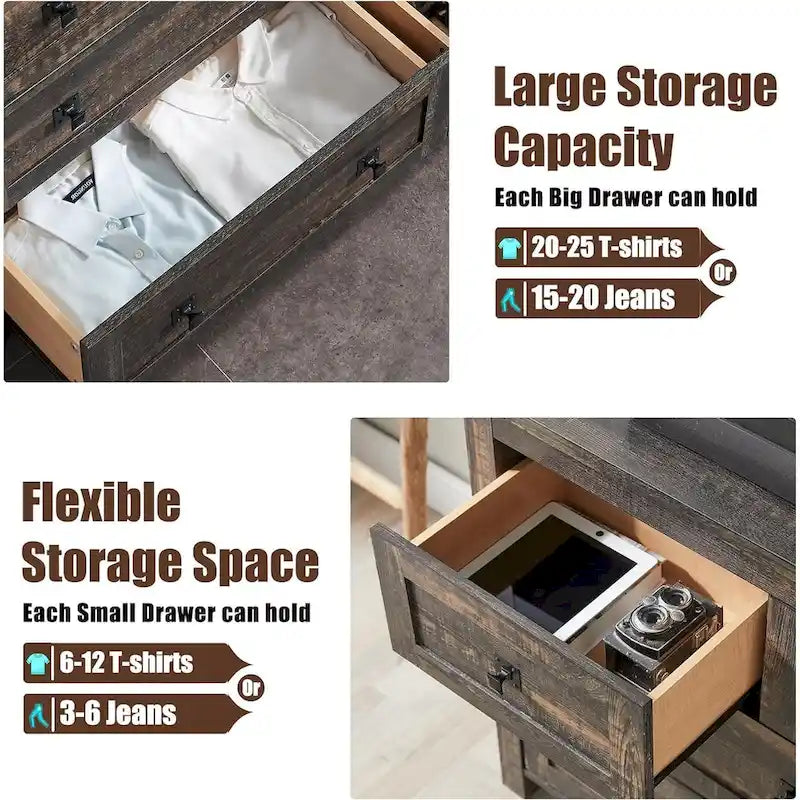 Meuble TV style ferme à 7 tiroirs, commode, organisateur de commode