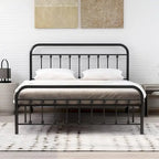 Cadre de lit plateforme en métal NNV avec tête de lit en fer forgé de style victorien