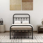 Cadre de lit plateforme en métal NNV avec tête de lit en fer forgé de style victorien