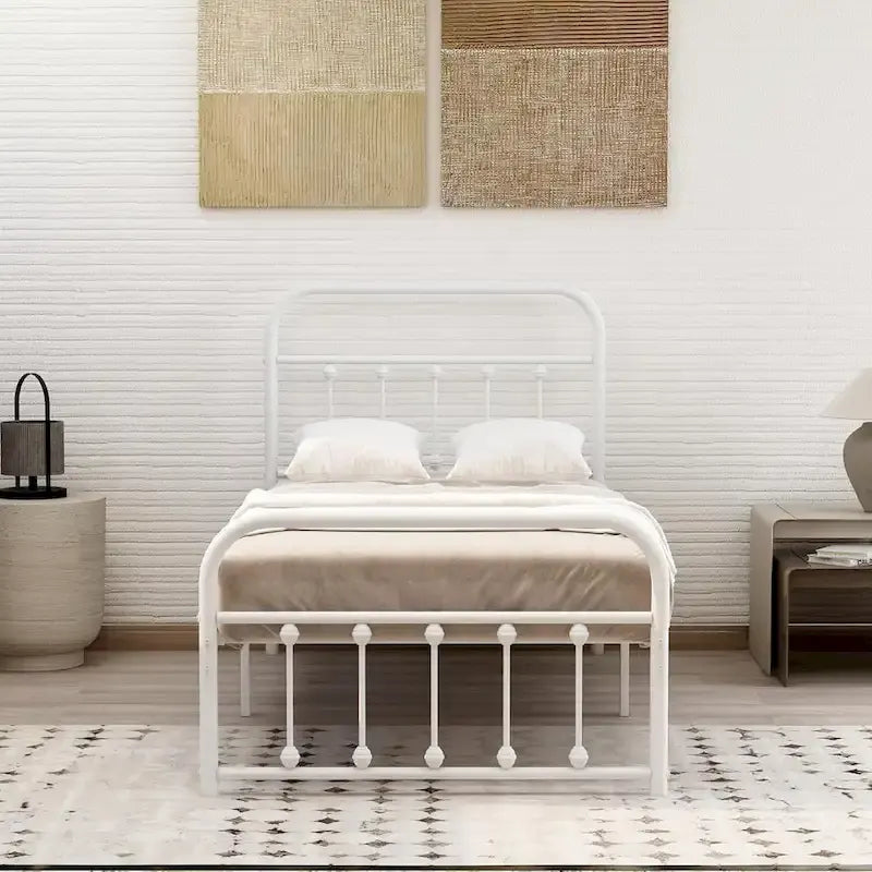 Cadre de lit plateforme en métal NNV avec tête de lit en fer forgé de style victorien