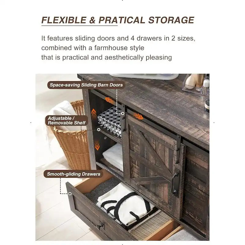 Commode de style campagnard, commode à tiroirs, meuble TV avec commode, commode de rangement