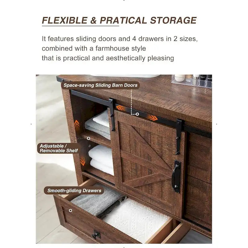 Commode de style campagnard, commode à tiroirs, meuble TV avec commode, commode de rangement