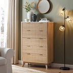 Modern Fluted 5 Drawers Dresser, Chest of Drawers, Dresser TV Stand