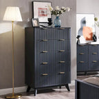 Commode moderne à 5 tiroirs cannelés, meuble TV