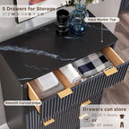 Commode moderne à 5 tiroirs cannelés, meuble TV