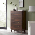 Commode moderne à 5 tiroirs cannelés, meuble TV