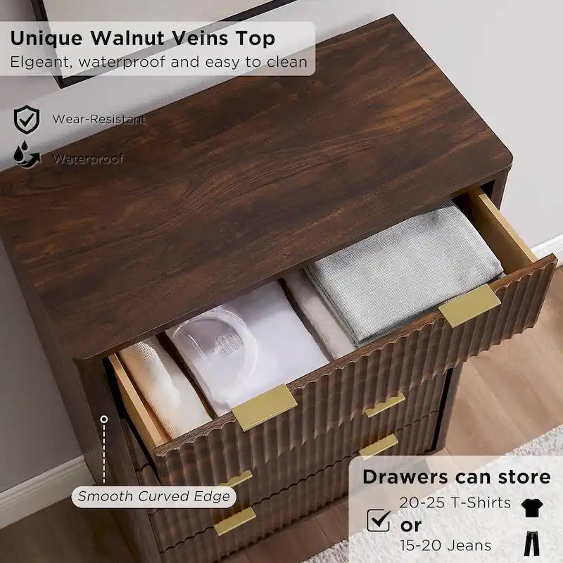 Commode moderne à 5 tiroirs cannelés, meuble TV