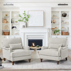 Fauteuil d'appoint moderne avec accoudoirs, structure en bois massif et coussin lombaire, pour salon