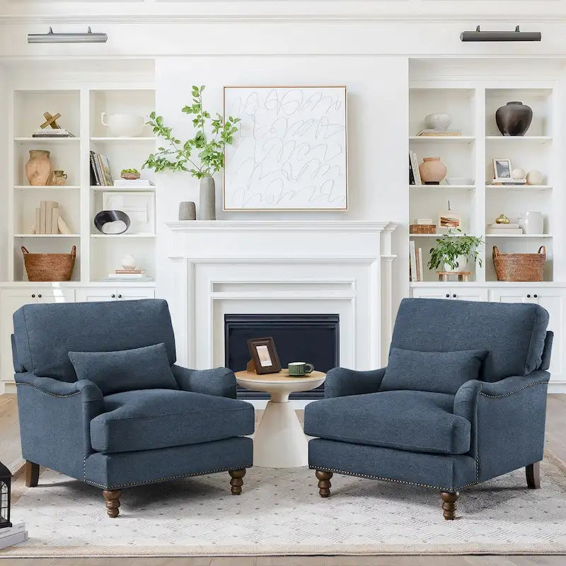 Fauteuil d'appoint moderne avec accoudoirs, structure en bois massif et coussin lombaire, pour salon